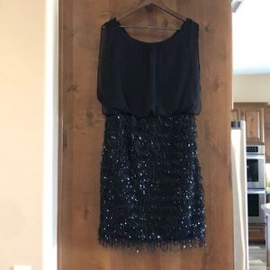 Black fringe cocktail dress